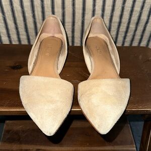 GUC J Crew D’orsay flats cream suede size 6 1/2 some wear